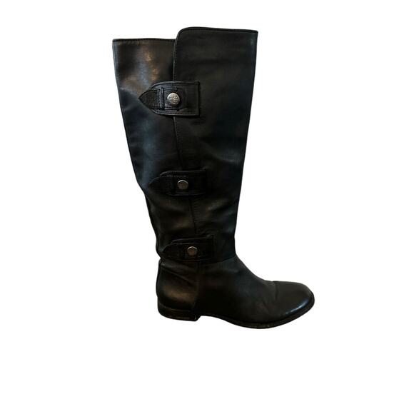 Coach Leather MAPLE Knee High Riding Boots Black Button Strap & Zipper SZ 8 - Picture 2 of 6